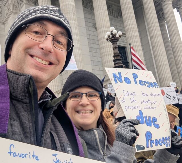 Before heading to work today, Lily and I joined people from all across Missouri at the state capitol to make our voices heard. Both the Fifth Amendment and Matthew 25:40 inspired us to speak out for due process for all. 

#dueprocess
#protest